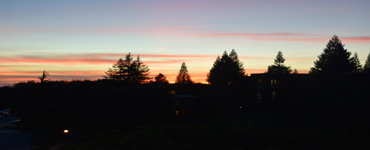 photograph of Oakes College at sunset